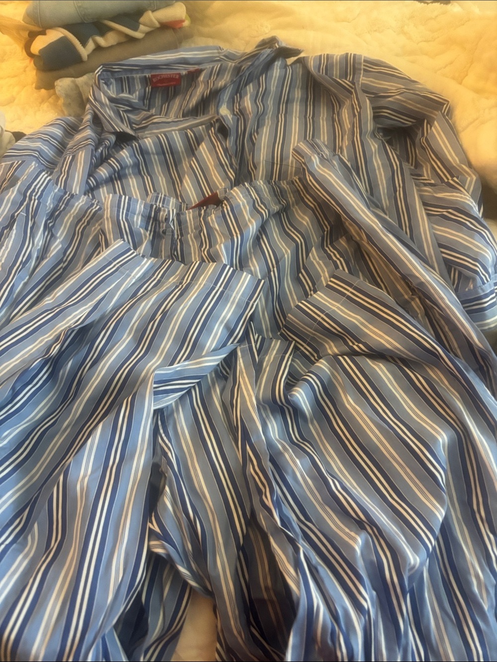 Striped Blue Women's Pantsuit - Lightweight Two-Piece Set